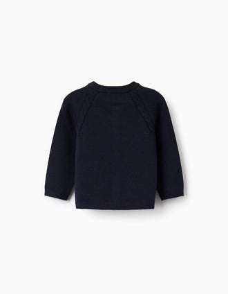 Cotton Cardigan for Newborns, Dark Blue
