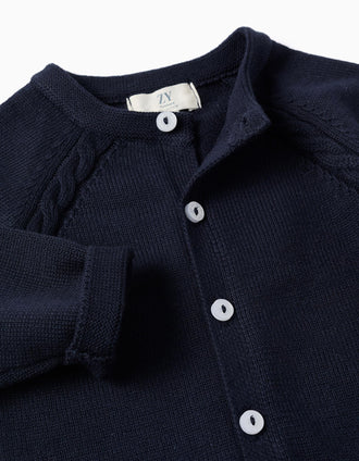 Cotton Cardigan for Newborns, Dark Blue