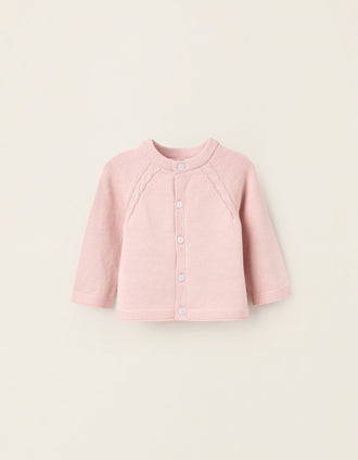 Gilet en Maille en Coton pour Nouveau-née, Rose