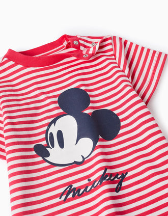 T-shirt Rayé pour Bébé Garçon 'Mickey', Blanc/Rouge