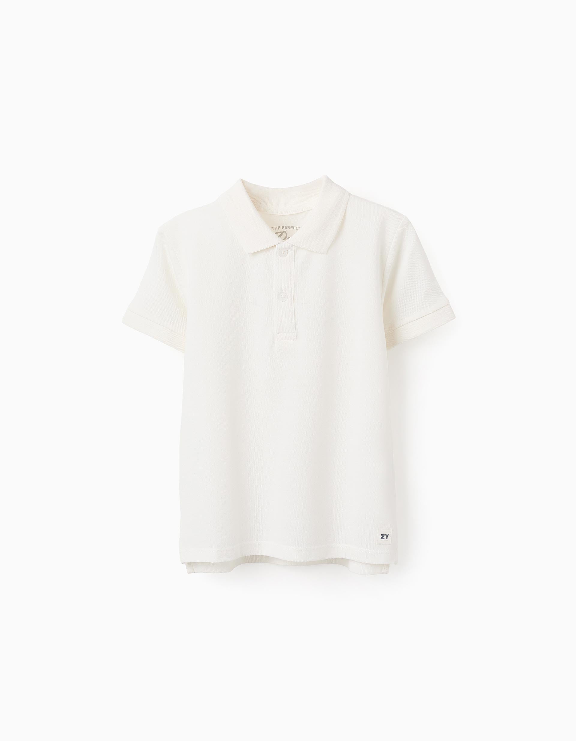 Cotton Polo Shirt for Boys 'ZY', White