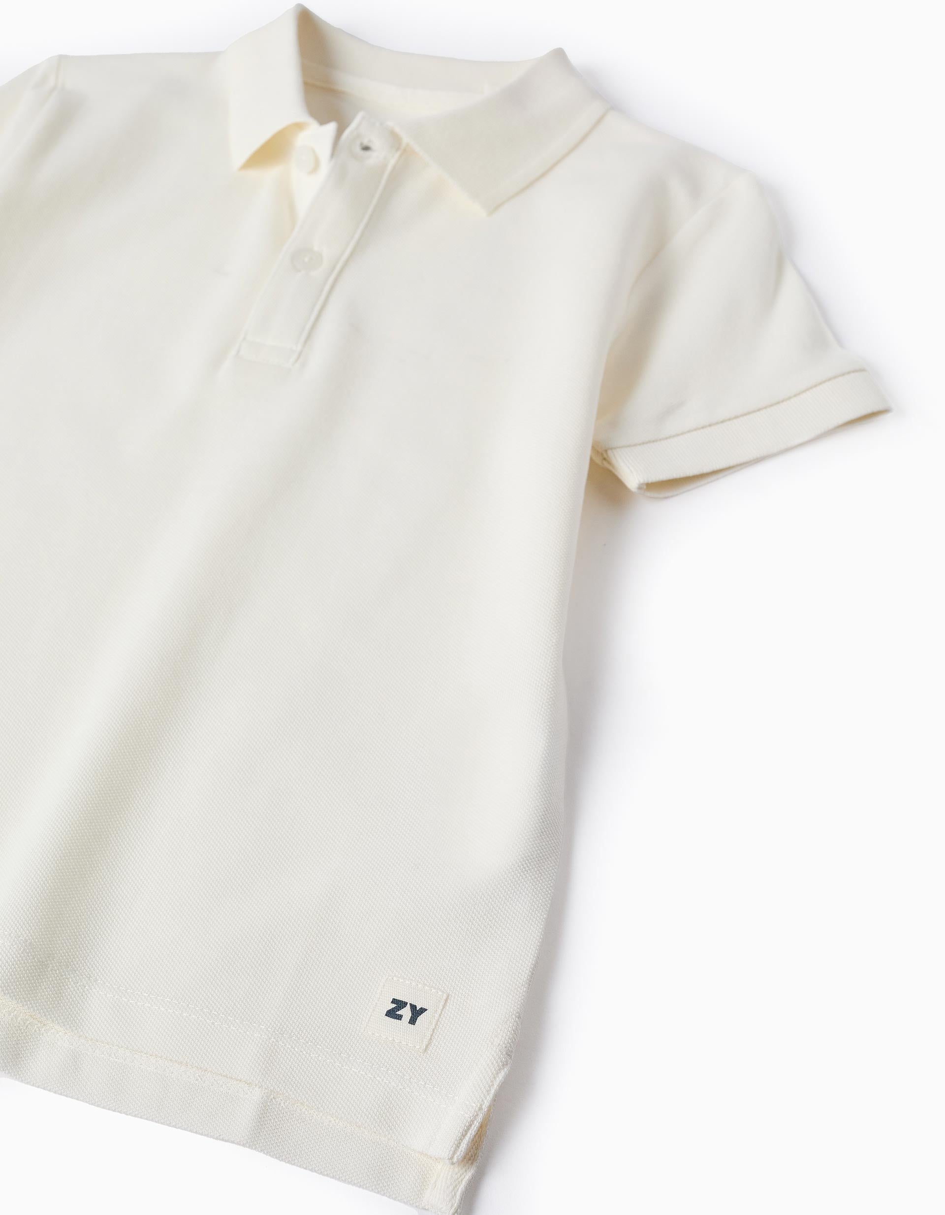 Cotton Polo Shirt for Boys 'ZY', White