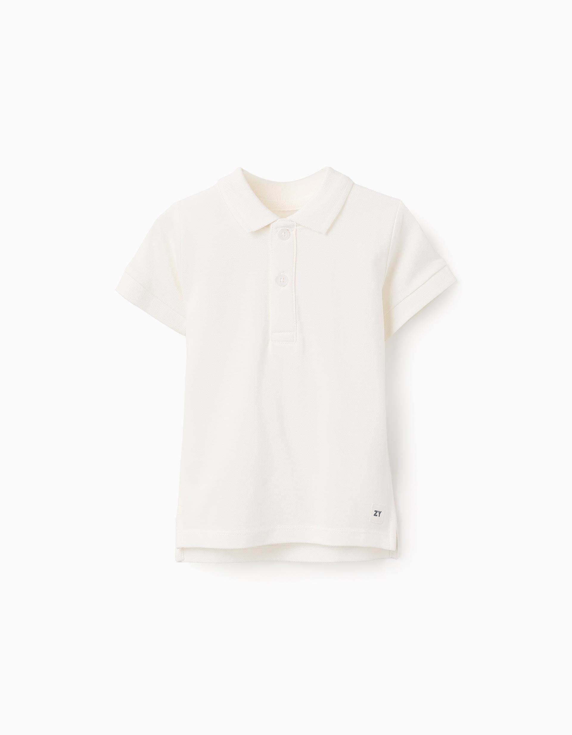 Cotton Polo Shirt for Baby Boys 'ZY', White