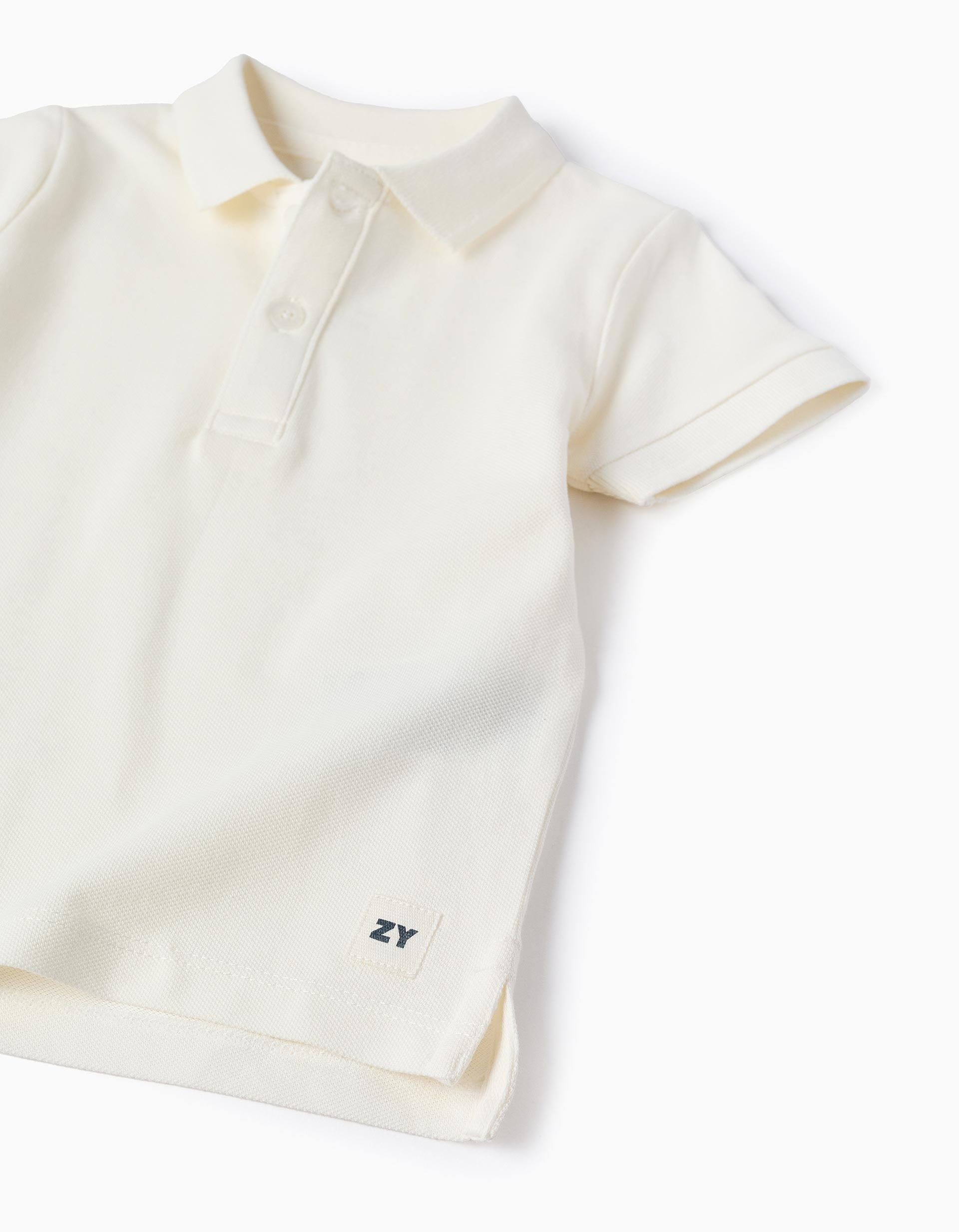 Cotton Polo Shirt for Baby Boys 'ZY', White