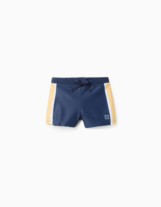 Short de Bain pour Garçon, Bleu/Jaune/Blanc