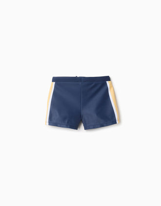 Short de Bain pour Garçon, Bleu/Jaune/Blanc
