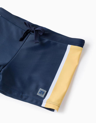 Short de Bain pour Garçon, Bleu/Jaune/Blanc