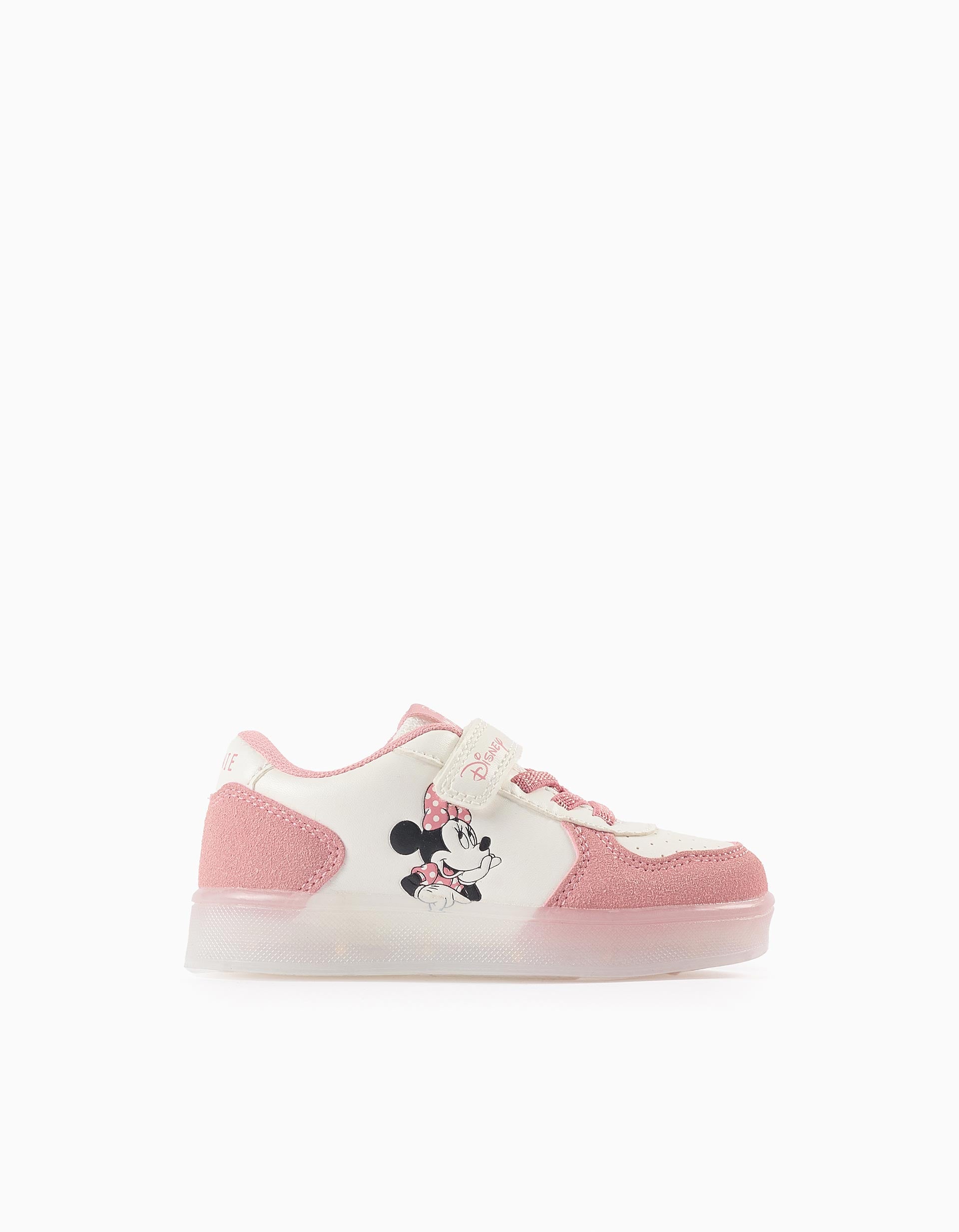 Sapatilhas com Luzes para Bebé Menina 'Minnie', Rosa/Branco