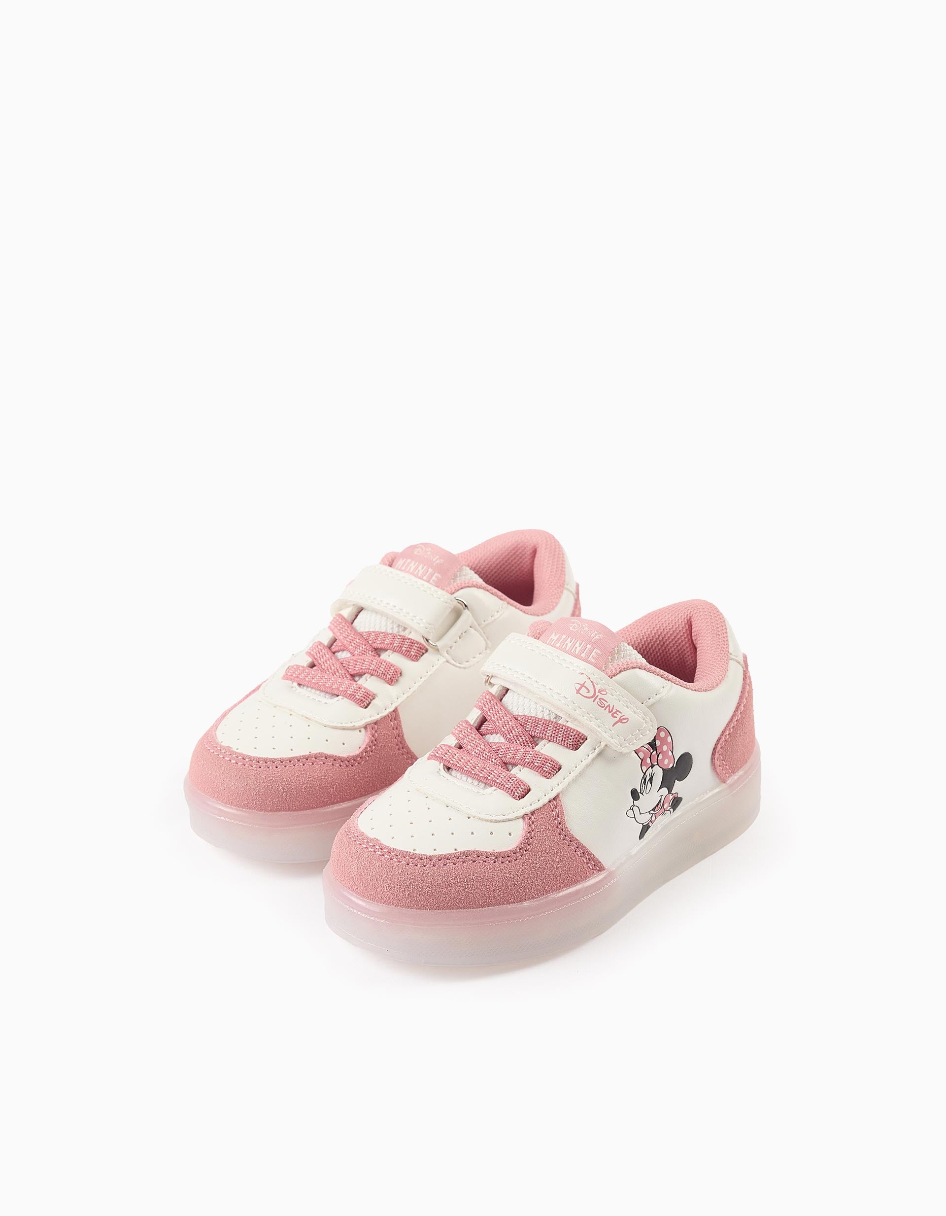 Sapatilhas com Luzes para Bebé Menina 'Minnie', Rosa/Branco