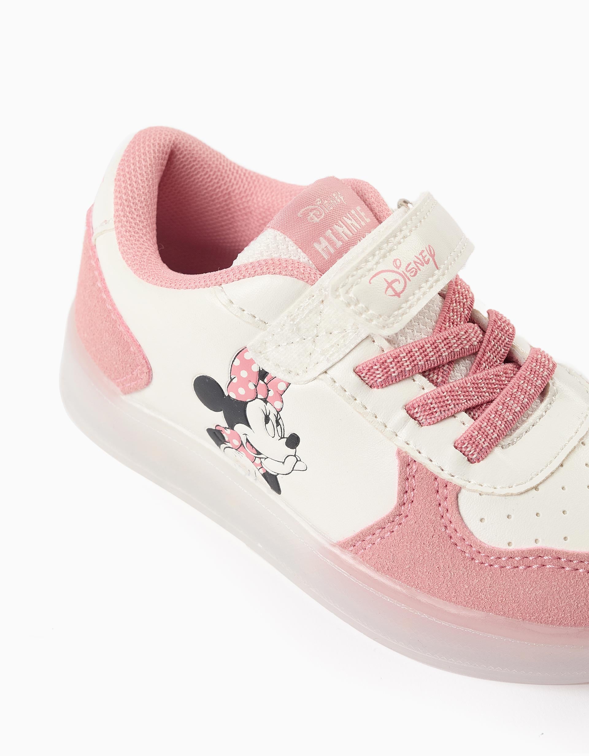 Sapatilhas com Luzes para Bebé Menina 'Minnie', Rosa/Branco