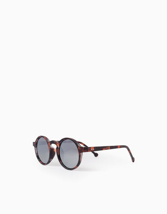 Lunettes de Soleil Rondes UV Niveau 3 pour Enfant 5-10A, Marron