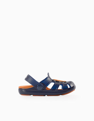 Rubber Clogs for Baby Boys 'Lobster', Dark Blue/Orange