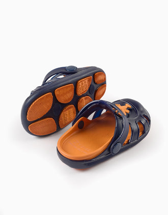 Rubber Clogs for Baby Boys 'Lobster', Dark Blue/Orange