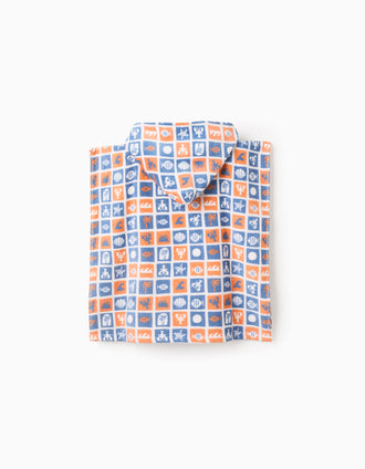 Poncho de Praia com Capuz para Bebé, Azul/Laranja/Branco