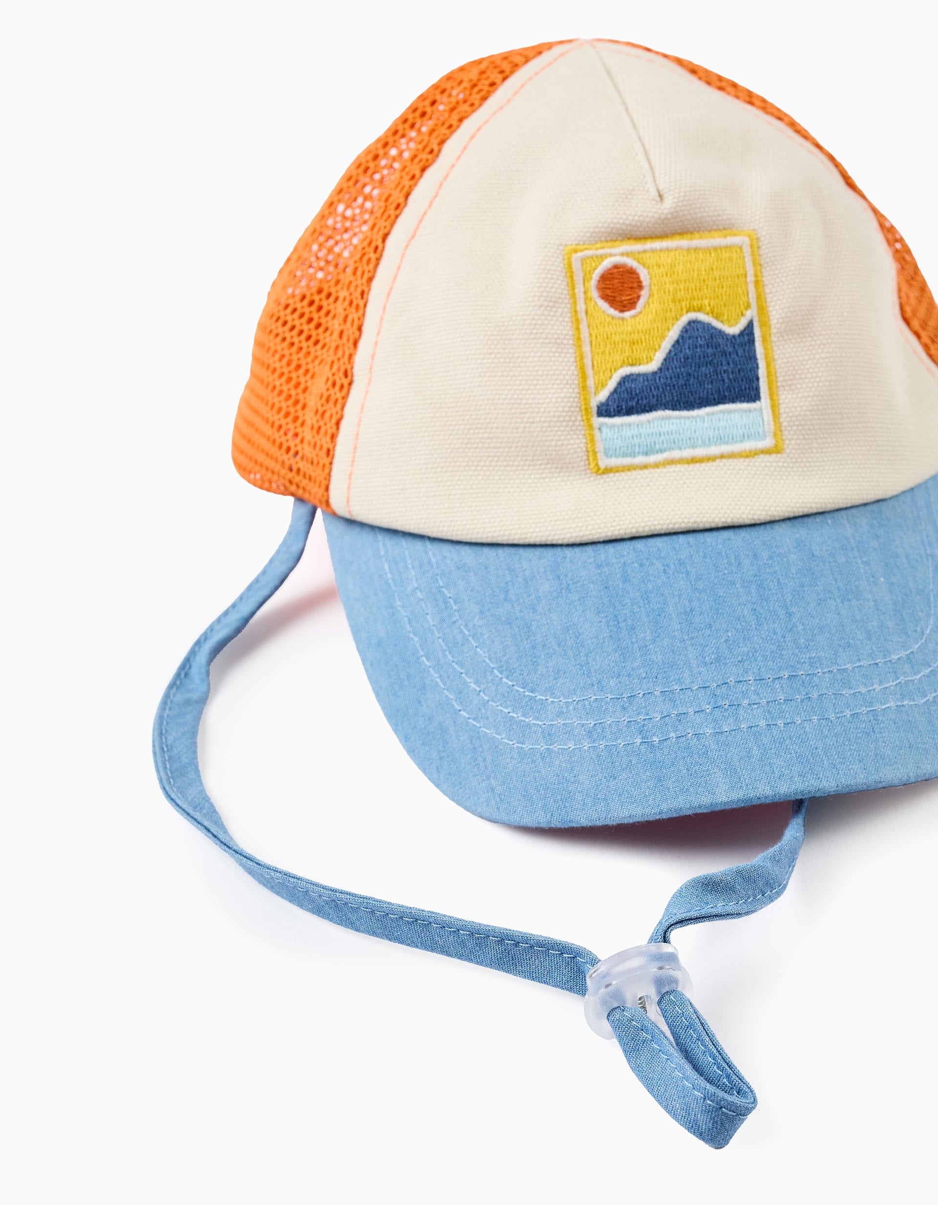 Gorra Combinada para Bebé Niño 'Isla', Naranja/Beige/Azul