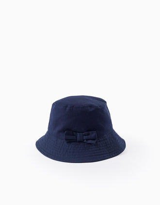Twill Hat with Bow for Babies and Girls, Dark Blue