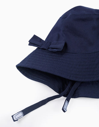 Twill Hat with Bow for Babies and Girls, Dark Blue