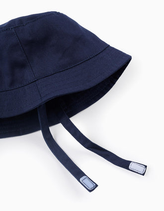 Chapéu de Sarja com Tiras Laterais para Bebé Menino, Azul Escuro