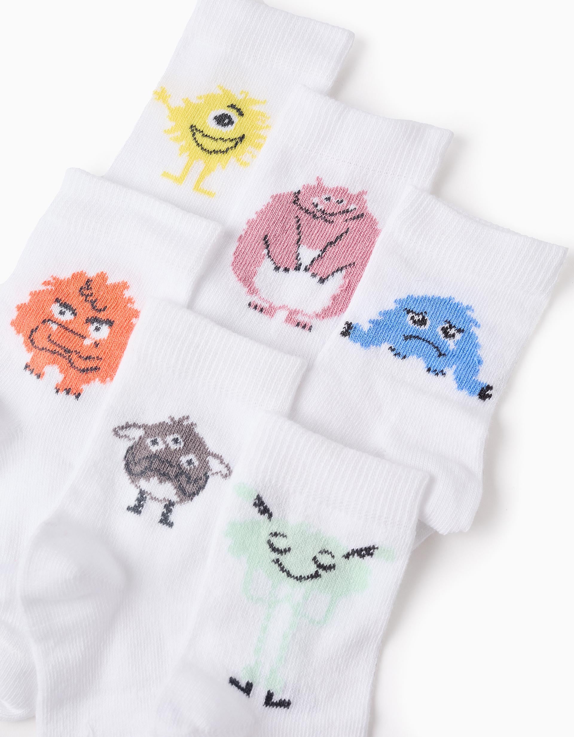 Pack 6 Pares de Calcetines para Niño 'Emociones', Blanco