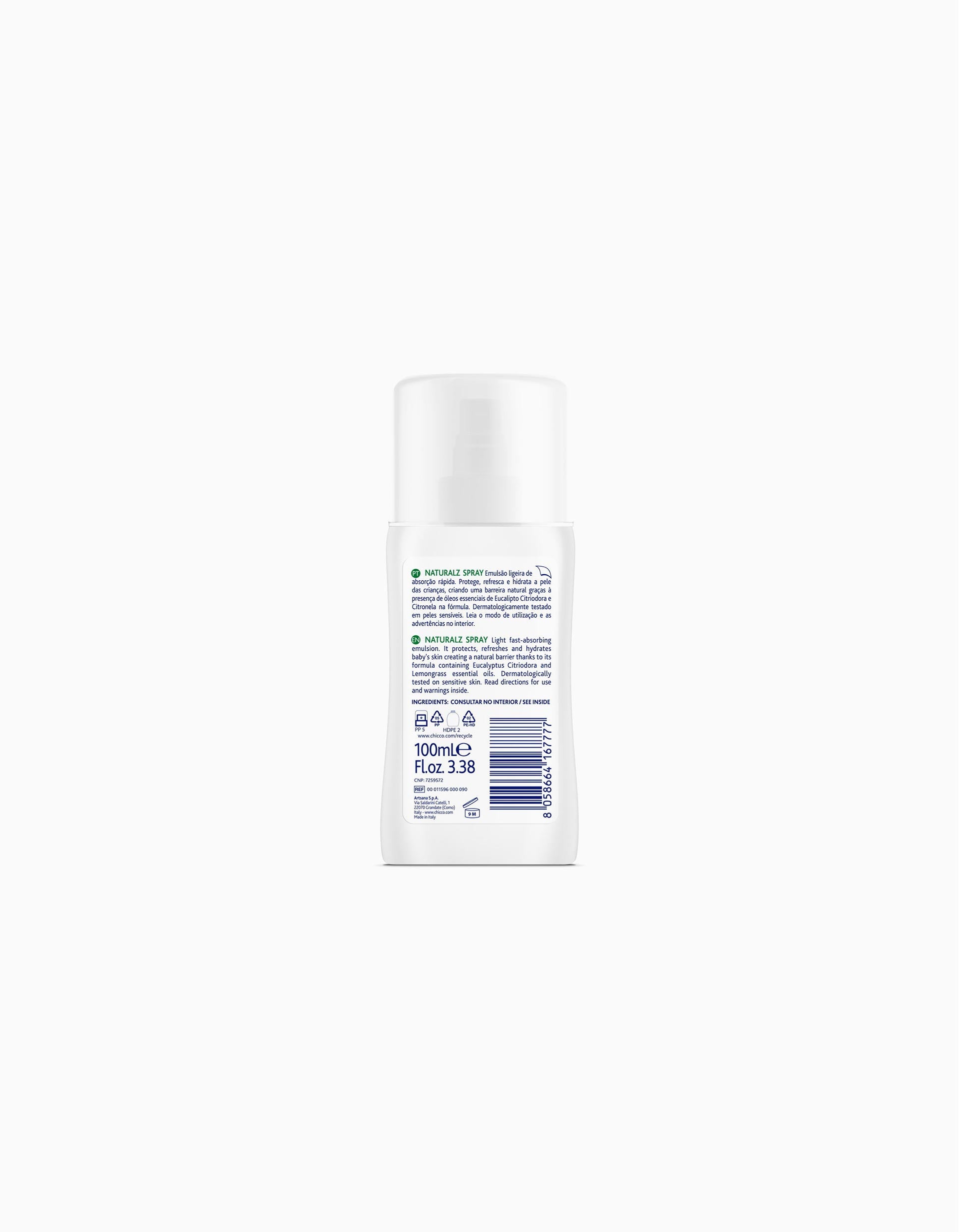 Spray Refrescante E Protetor Anti-Mosquito Chicco 100Ml 2M+