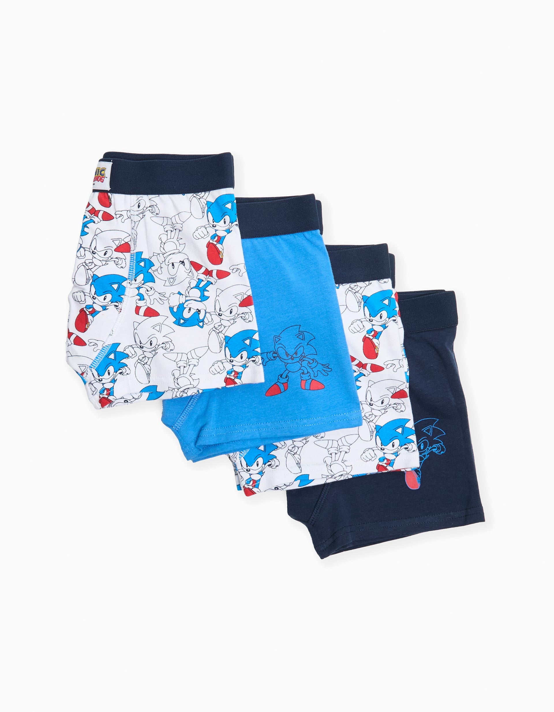 Pack 4 Boxers para Menino 'Sonic', Branco/Azul