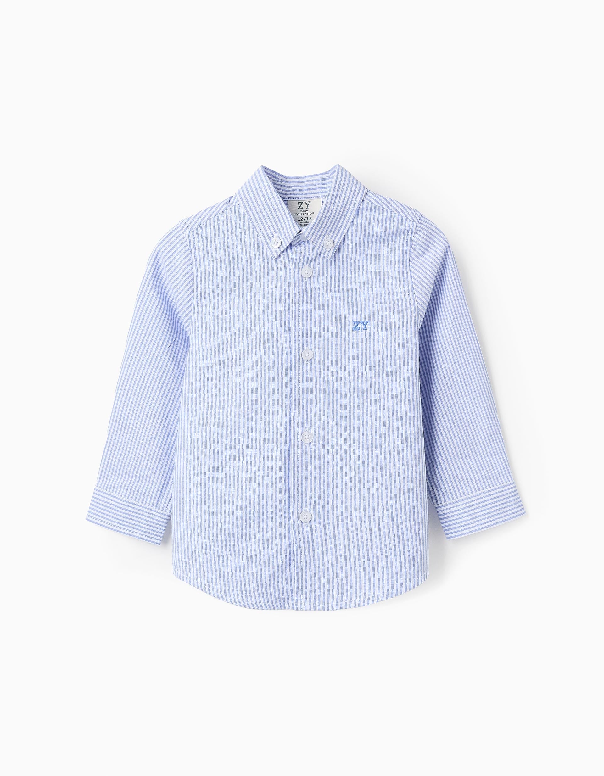 Chemise Oxford à Rayures pour Bébé Garçon, Blanc/Bleu