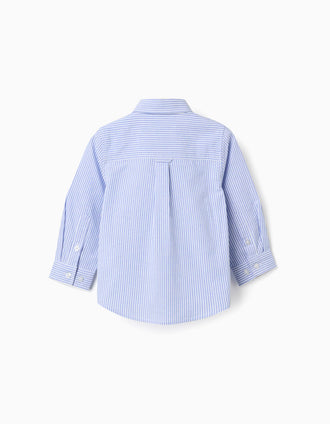 Camisa Oxford a Rayas para Bebé Niño, Blanco/Azul