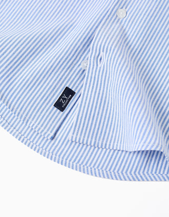 Camisa Oxford a Rayas para Bebé Niño, Blanco/Azul