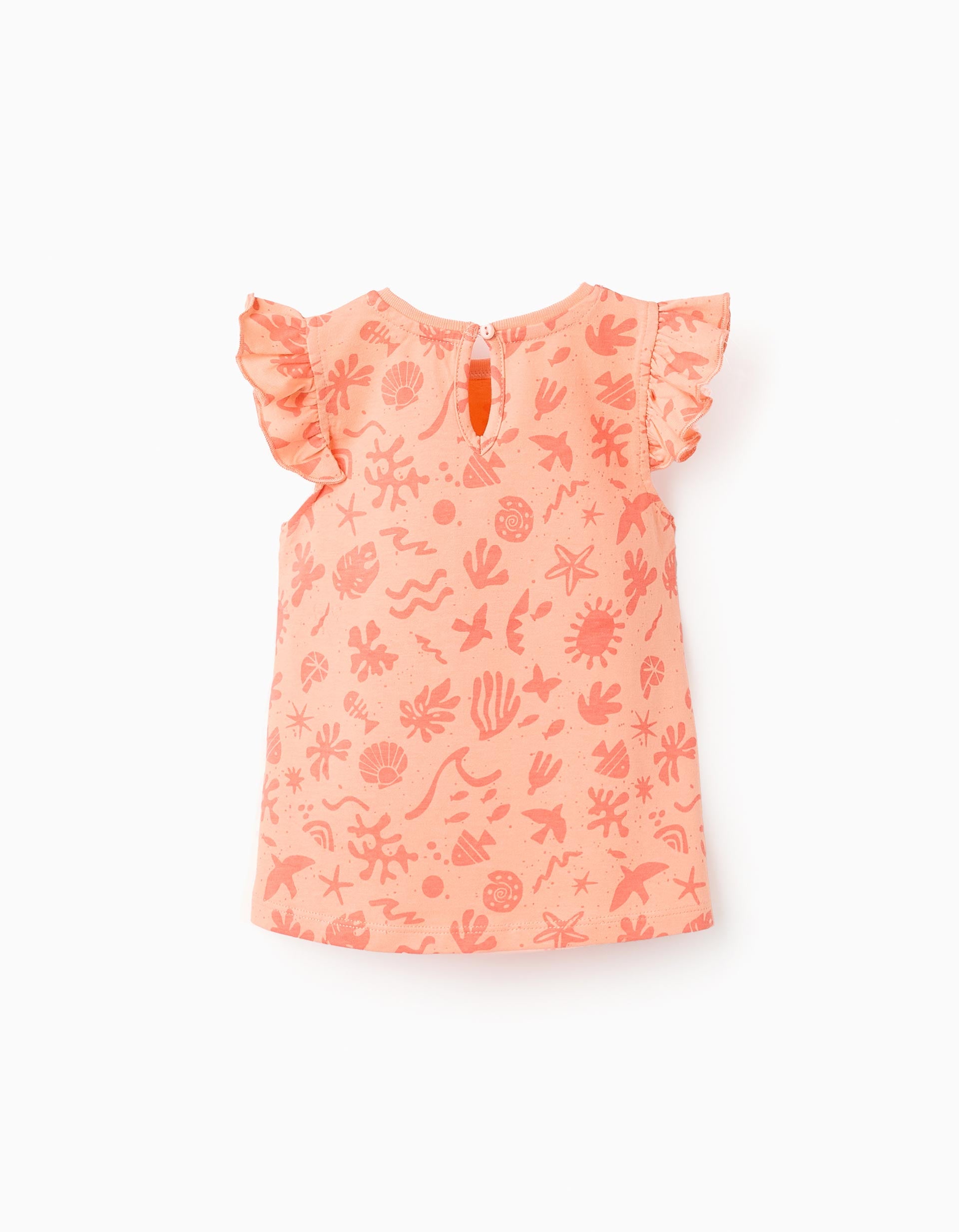 Pack 2 Tops com Folhos para Bebé Menina 'Island', Branco/Coral