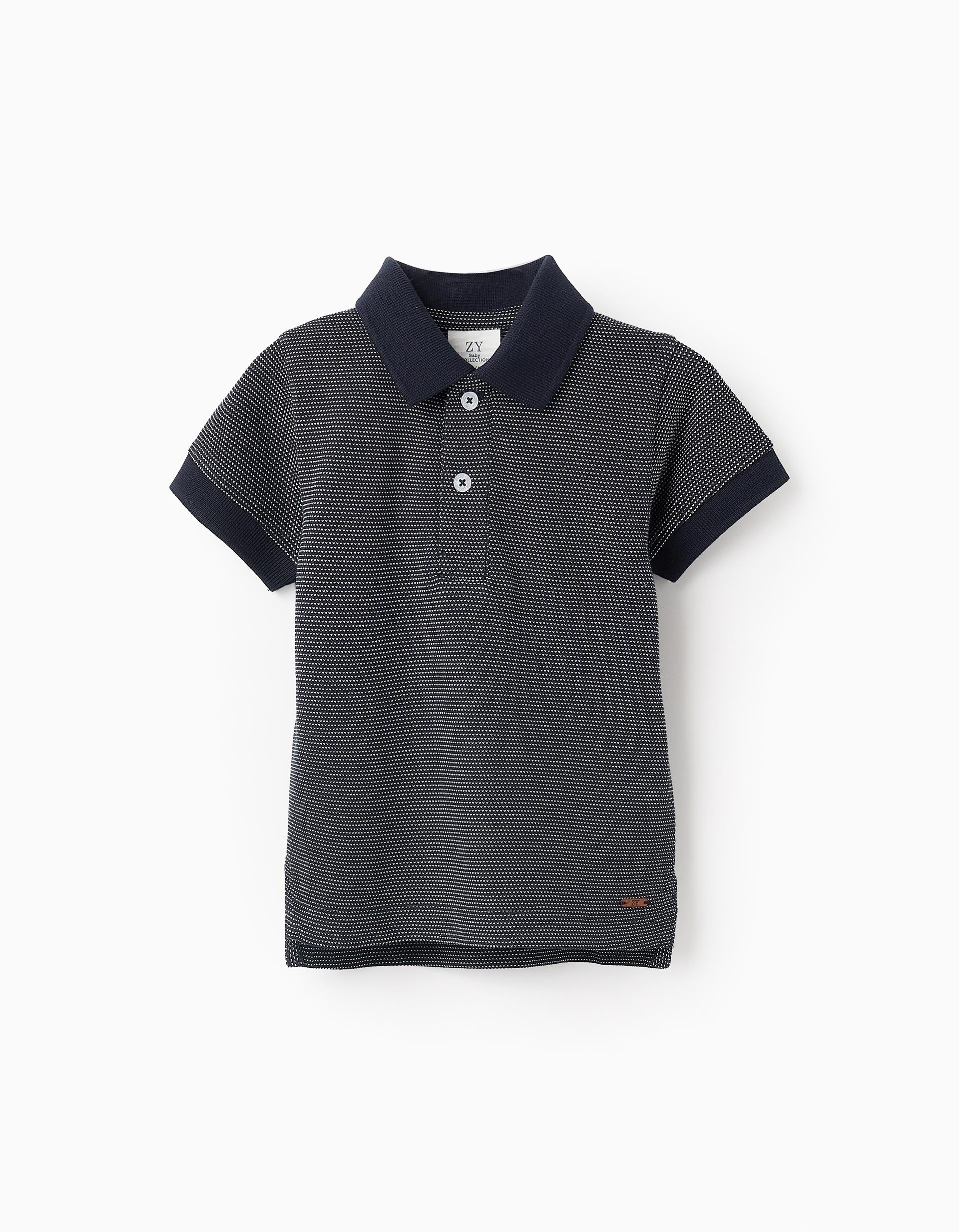 Polka Dot Polo for Baby Boys, Dark Blue/White