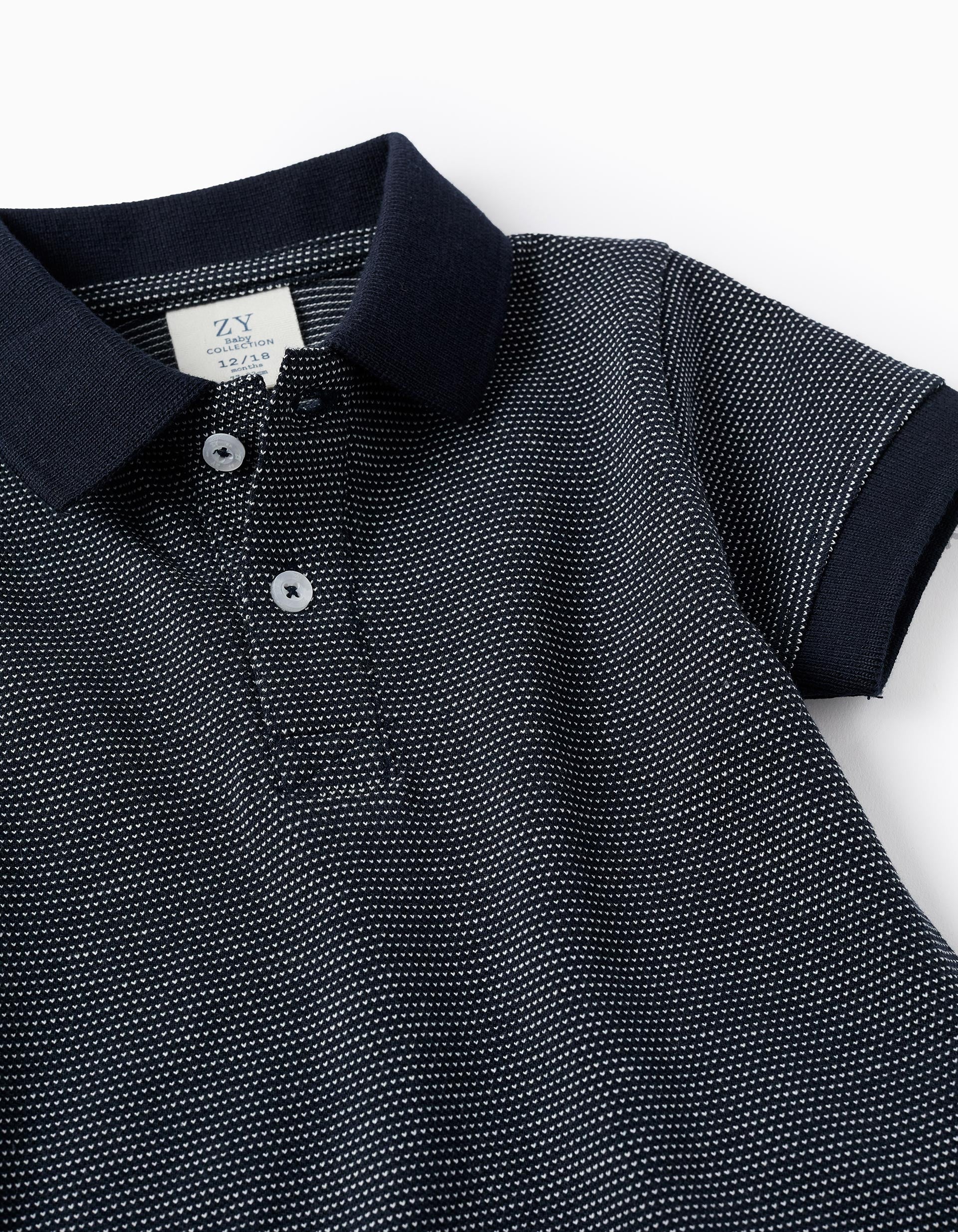 Polka Dot Polo for Baby Boys, Dark Blue/White