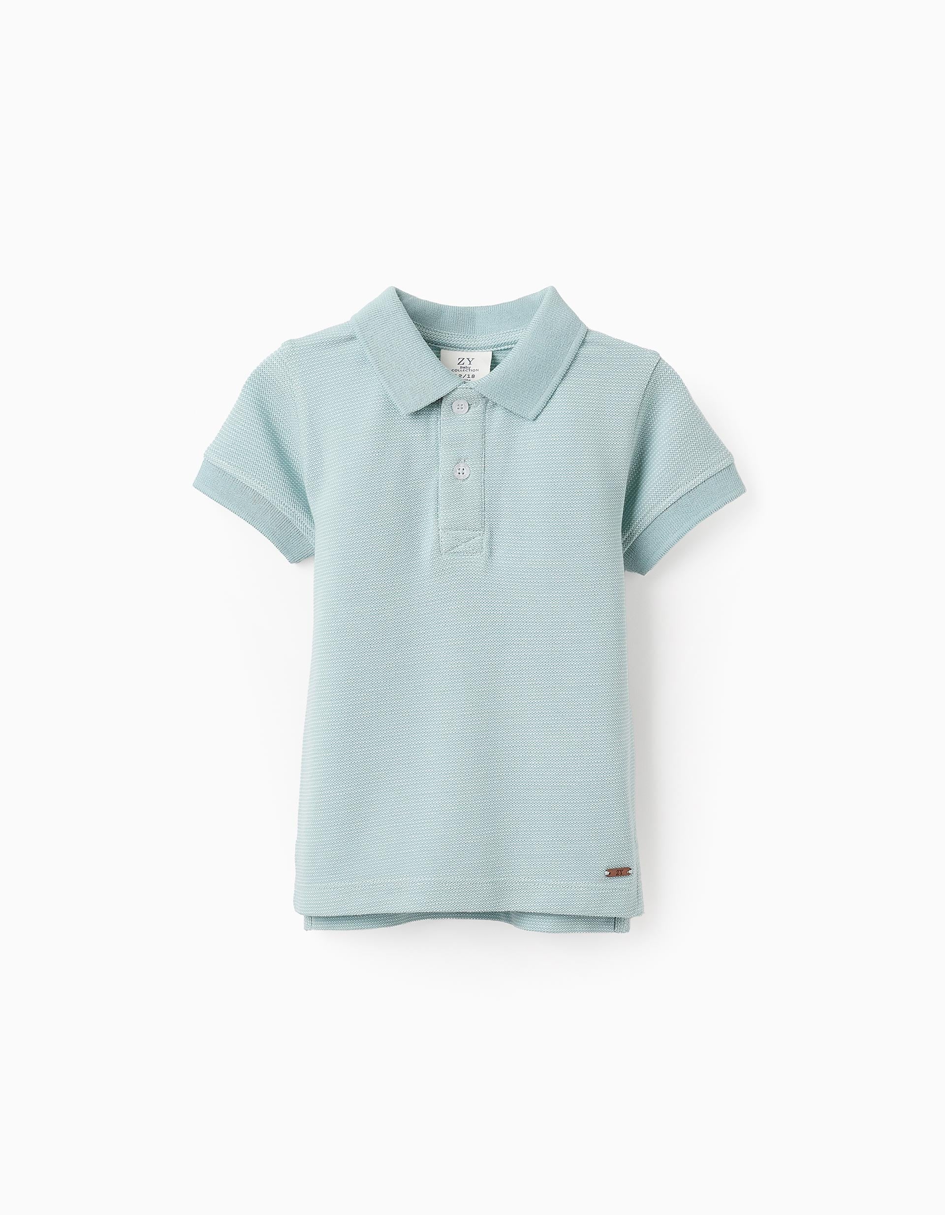 Polka Dot Polo for Baby Boys, Light Blue/White