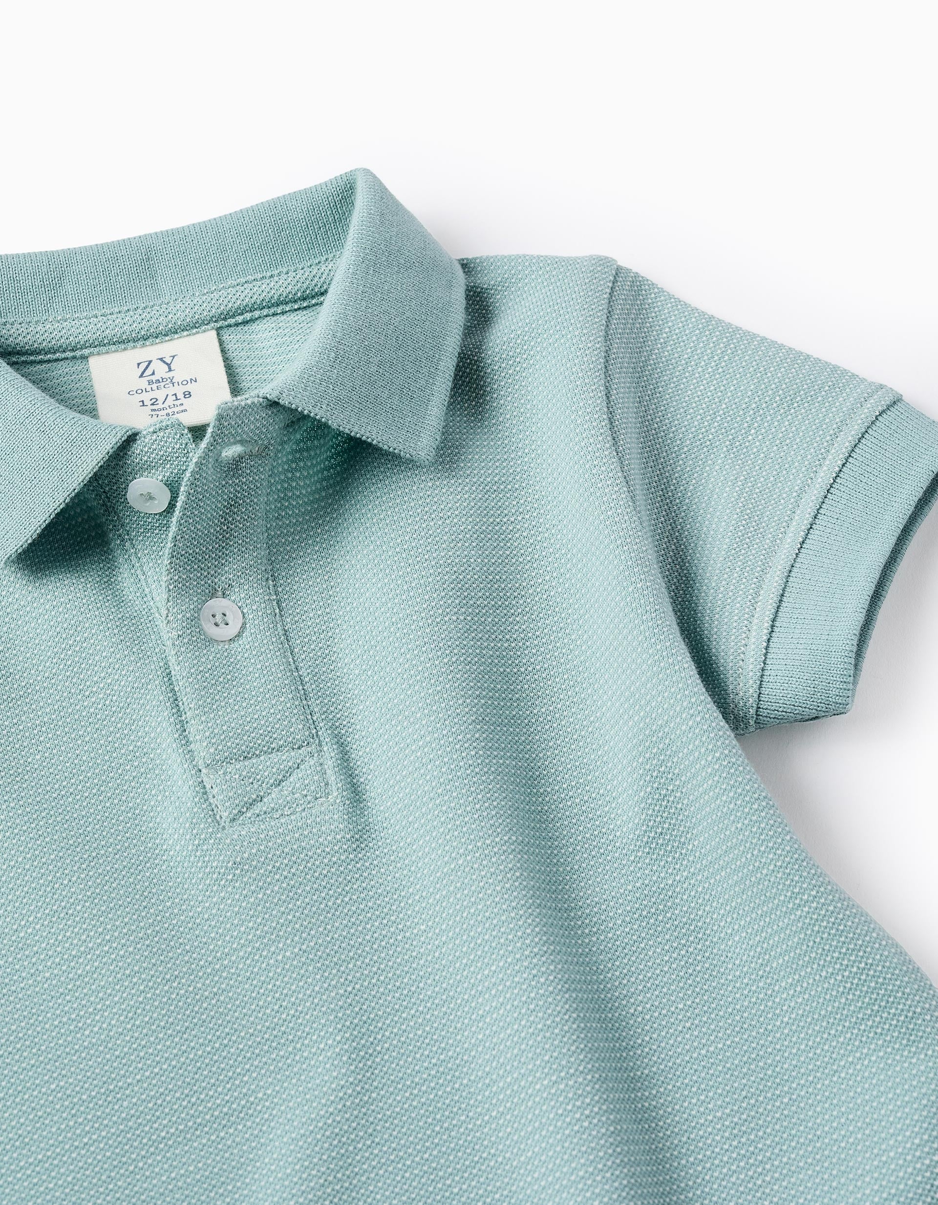 Polka Dot Polo for Baby Boys, Light Blue/White