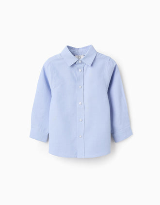 Camisa en Oxford de Algodón para Bebé Niño, Azul