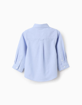 Camisa en Oxford de Algodón para Bebé Niño, Azul