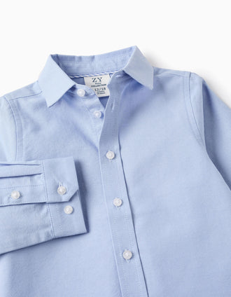 Camisa en Oxford de Algodón para Bebé Niño, Azul
