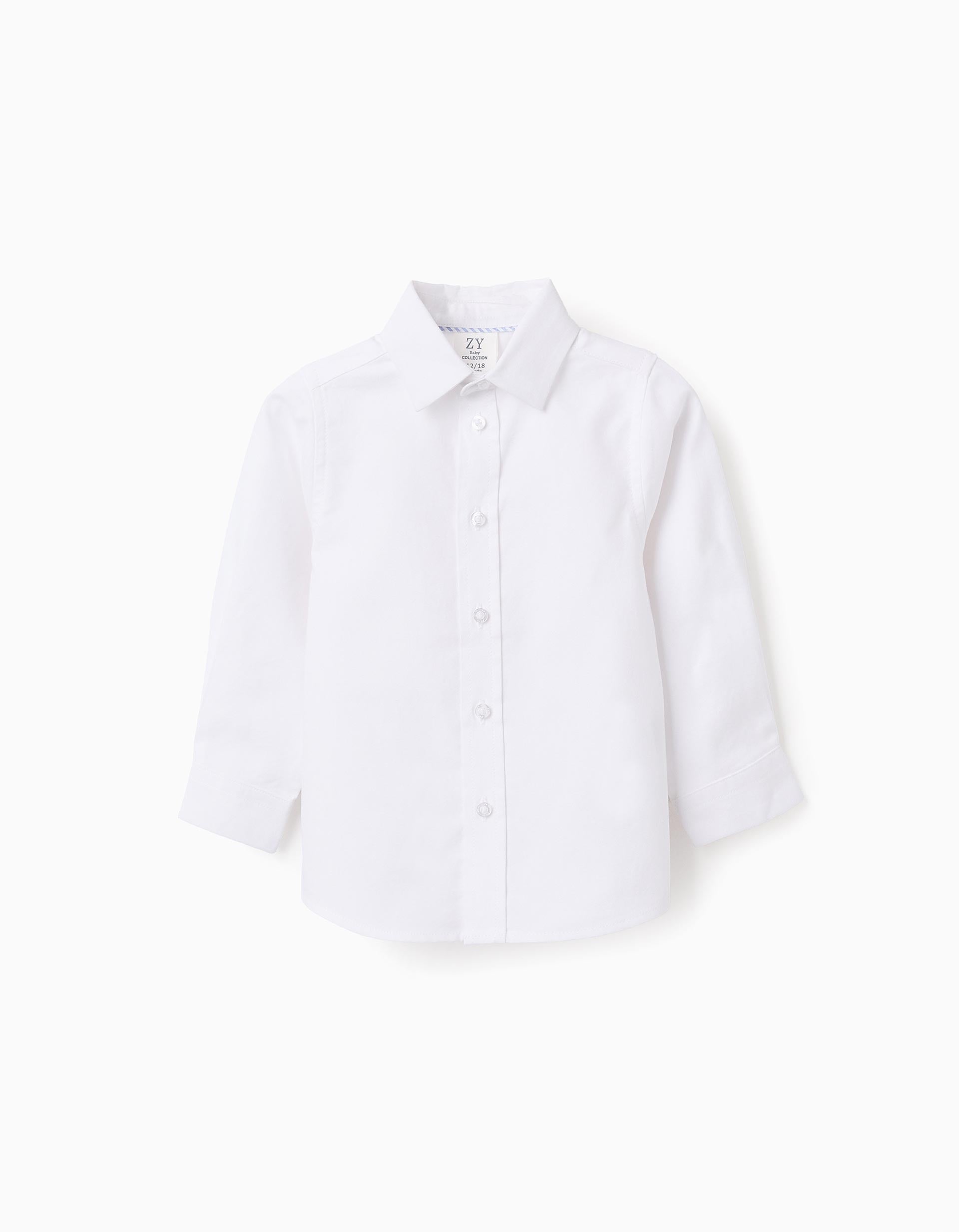 Camisa en Oxford de Algodón para Bebé Niño, Blanco