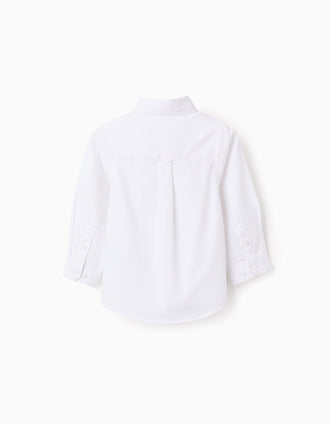 Camisa en Oxford de Algodón para Bebé Niño, Blanco
