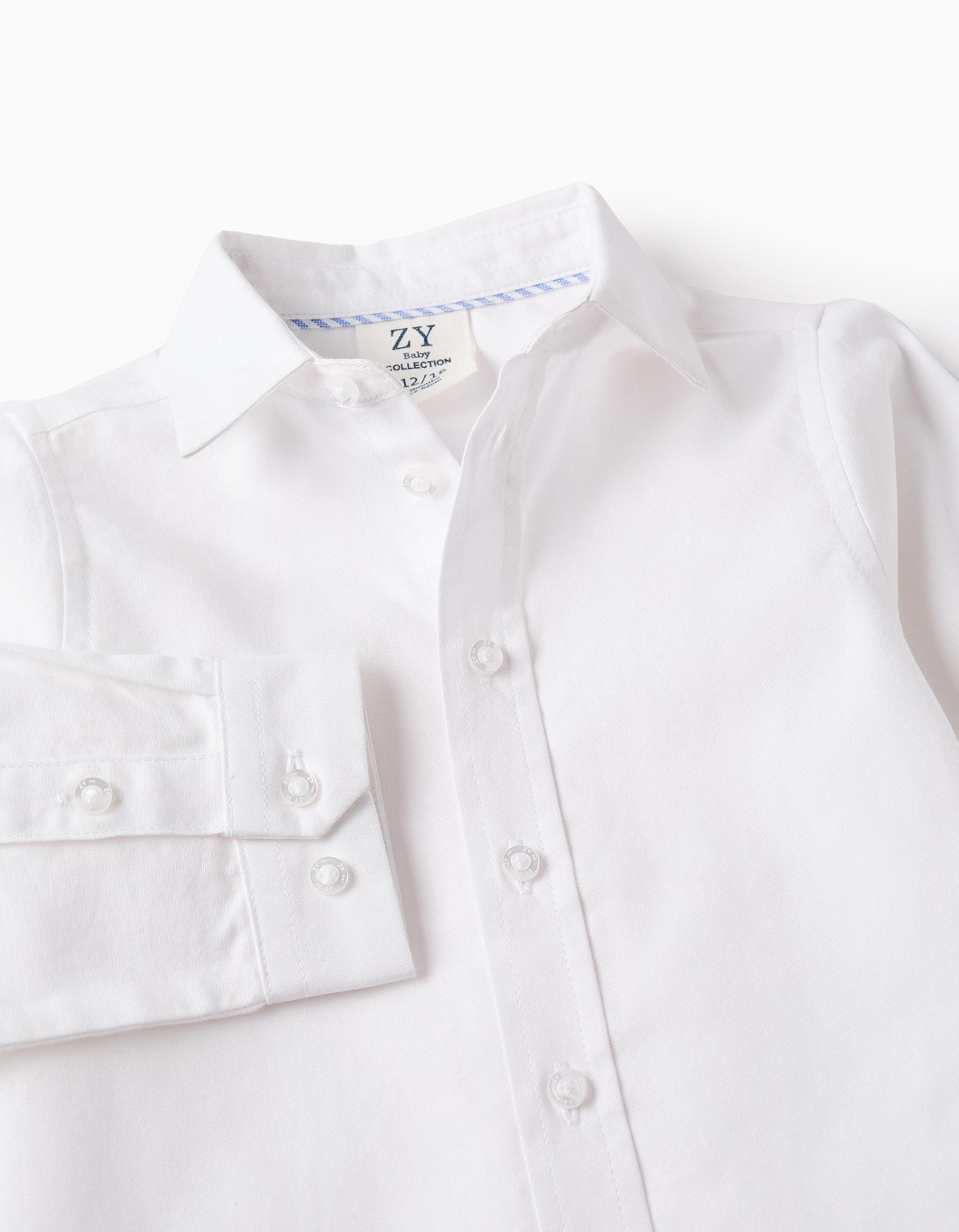 Camisa en Oxford de Algodón para Bebé Niño, Blanco