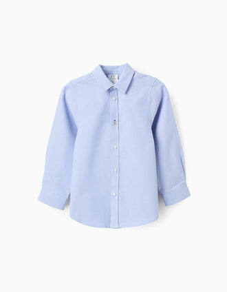 Camisa em Oxford de Algodão para Menino, Azul
