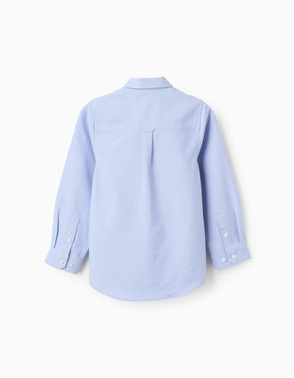 Camisa em Oxford de Algodão para Menino, Azul