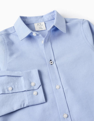 Camisa em Oxford de Algodão para Menino, Azul