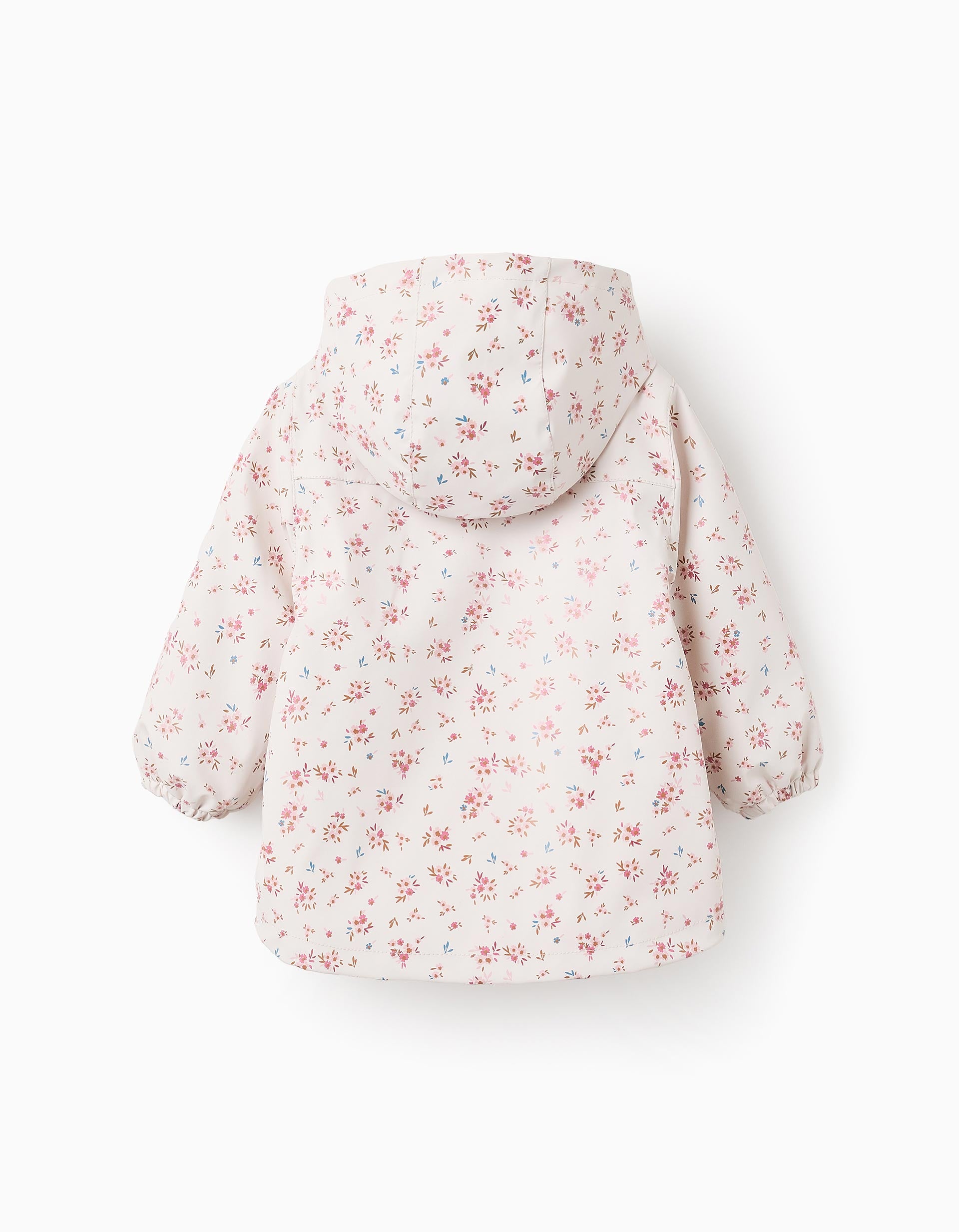 Parka Florale en Caoutchouc pour Bébé Fille, Beige/Rose