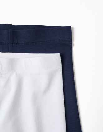 Pack de 2 pares de leggins para niña, blanco/azul oscuro