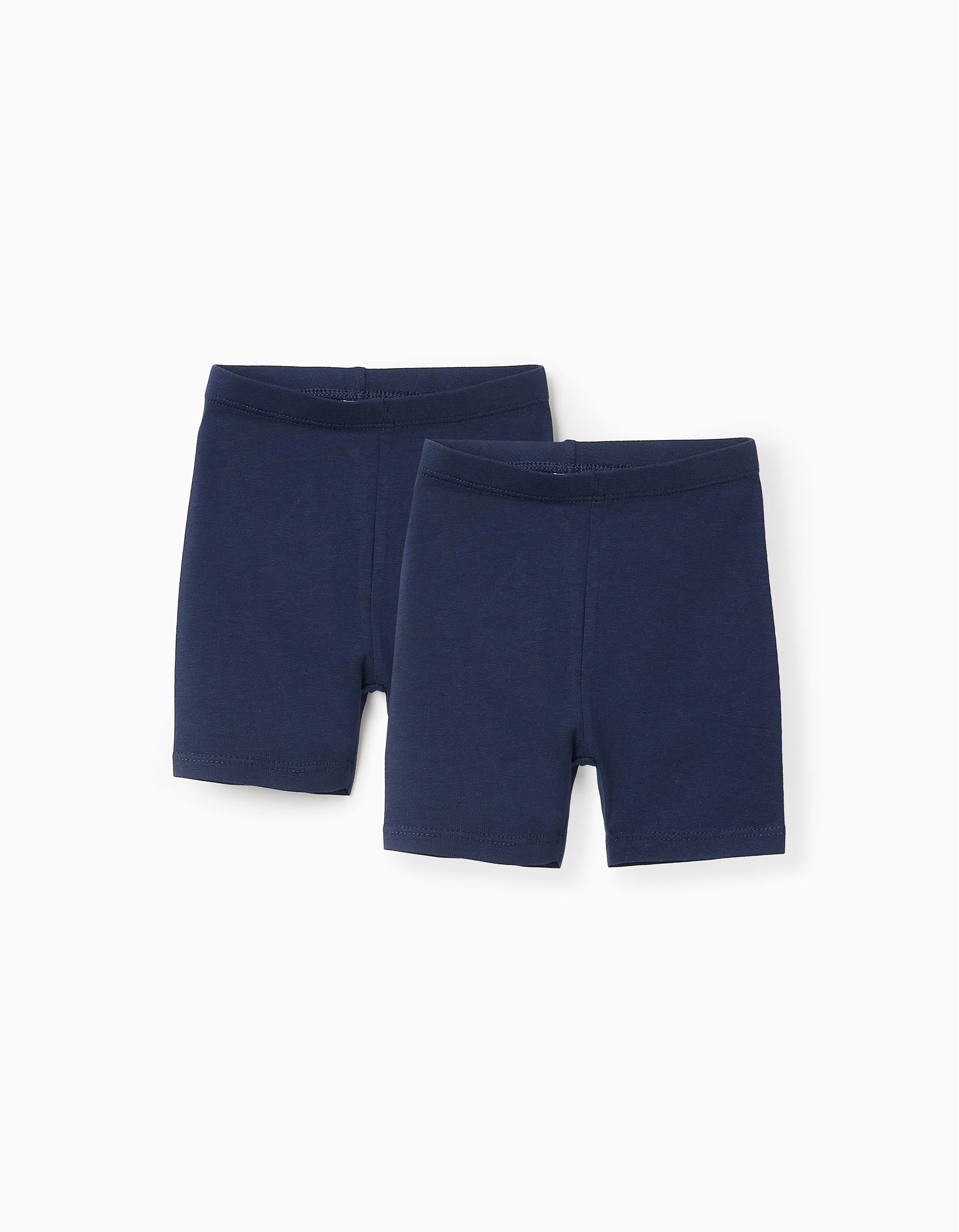 Pack 2 Calções tipo Ciclista para Bebé Menina, Azul Escuro