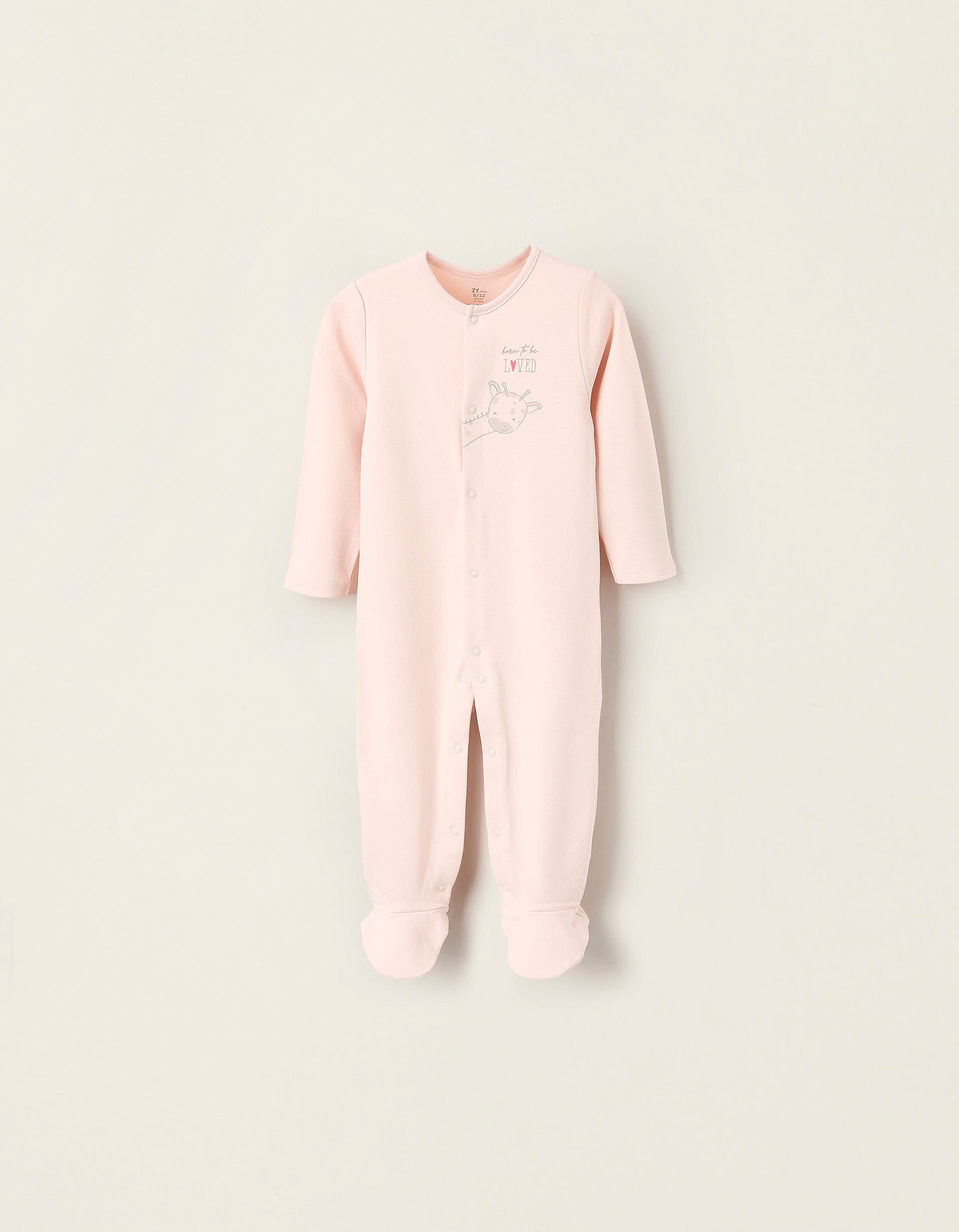 Babygrow de Algodão para Bebé Menina 'Girafa', Rosa