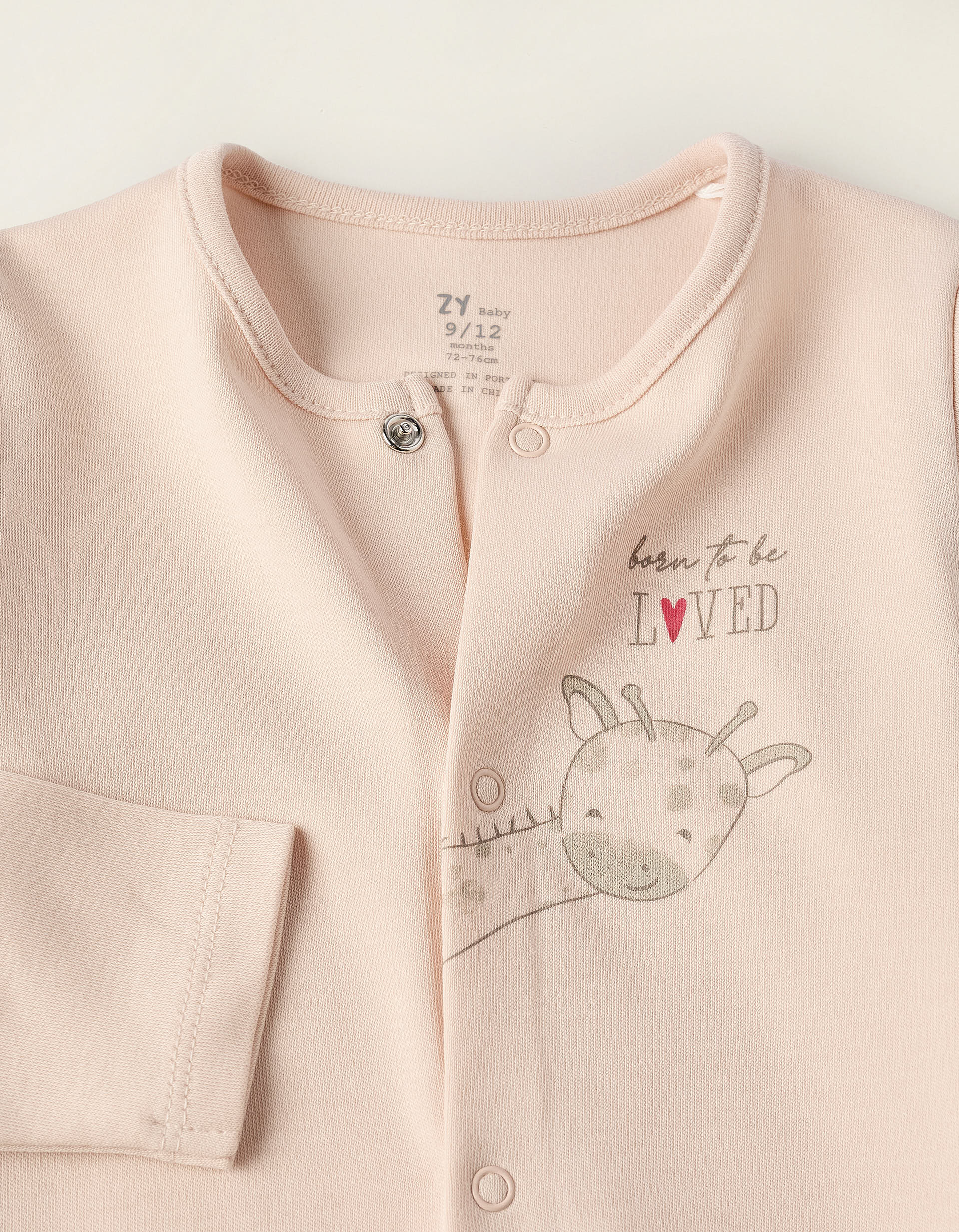 Babygrow de Algodão para Bebé Menina 'Girafa', Rosa