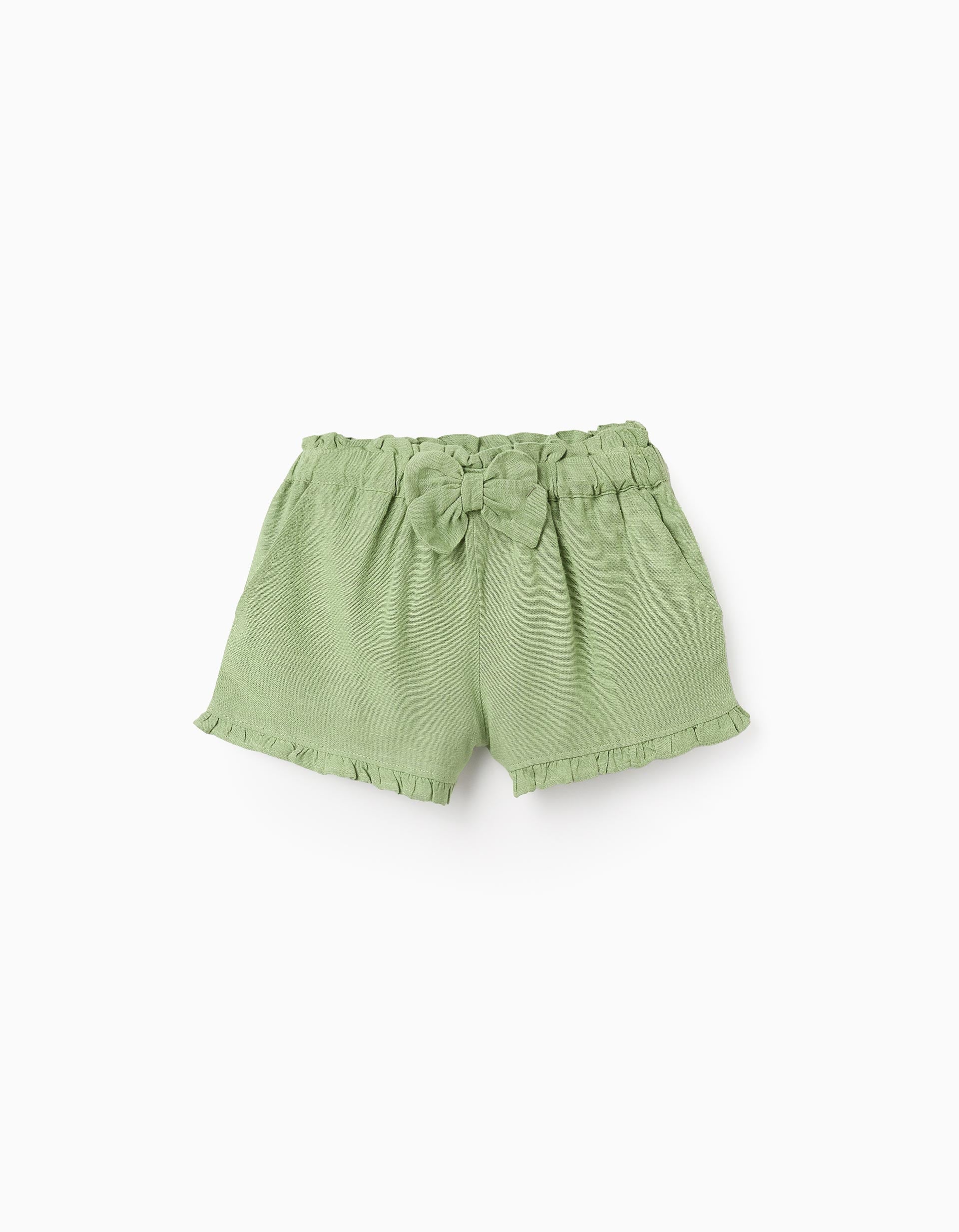 Calções com Laço para Bebé Menina, Verde