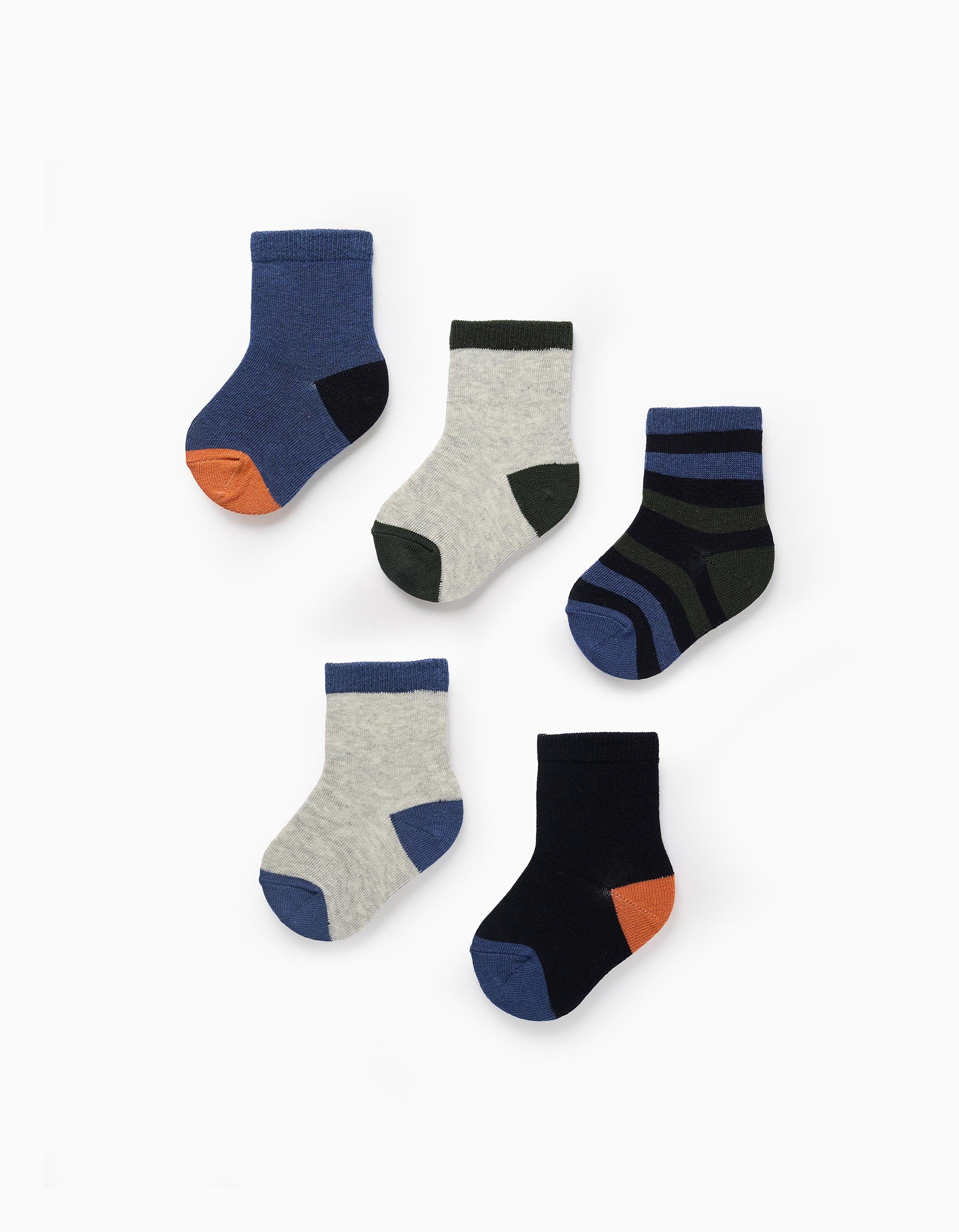 Pack of 5 Pairs of Socks for Baby Boys 'Stripes', Multicolour