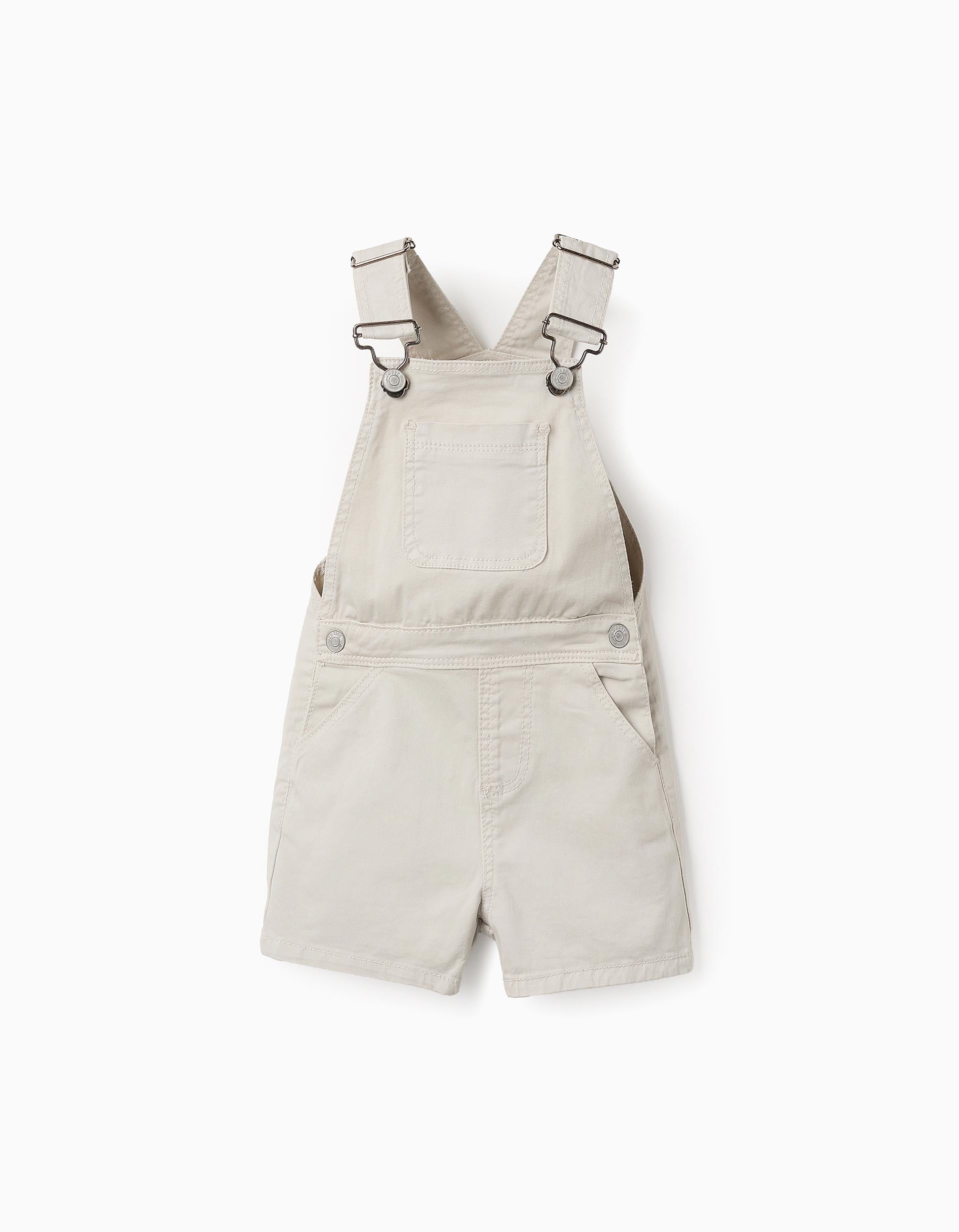 Short Twill Dungarees for Baby Boys, Beige